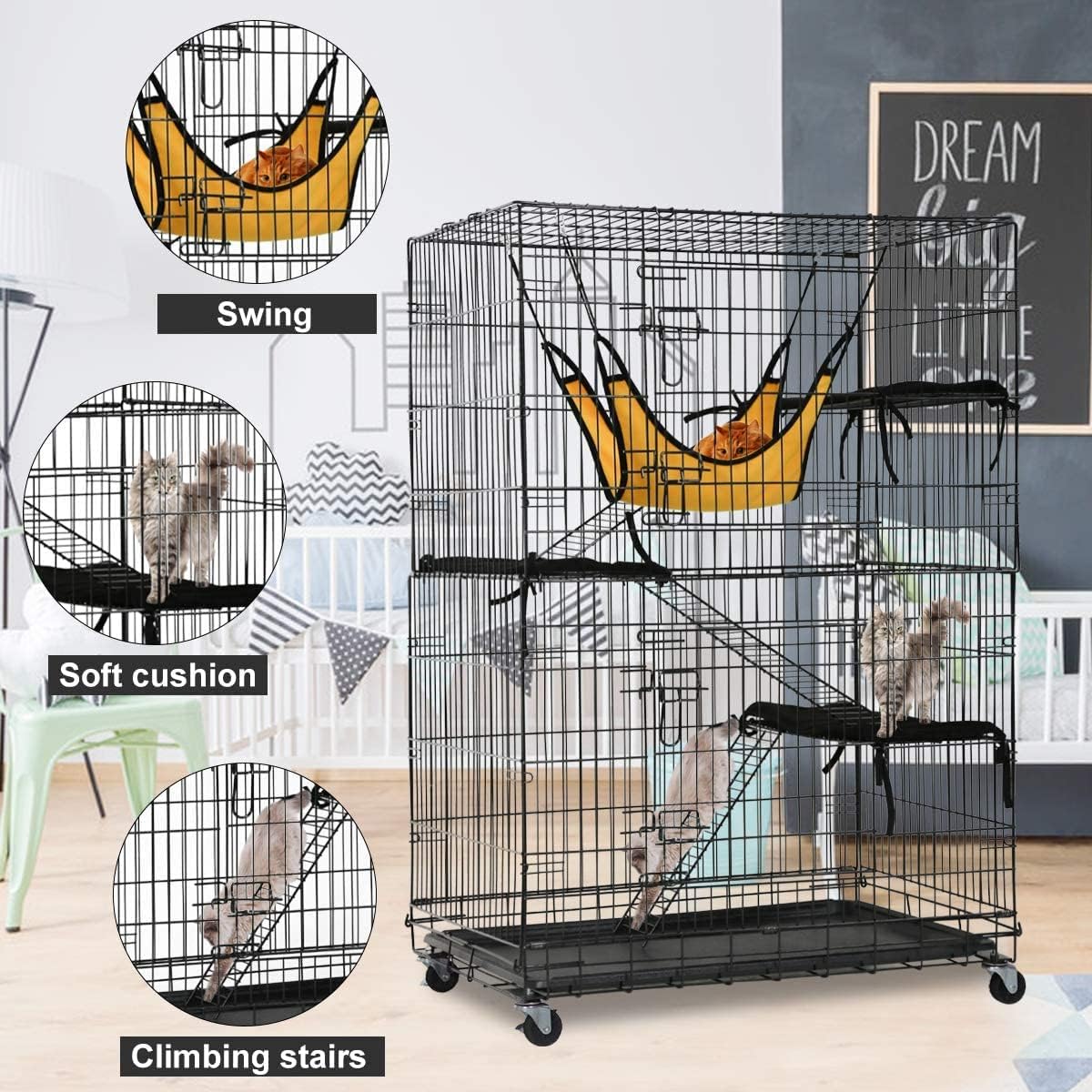 3 Level Rabbit Bird Cage Ferret Parrot Aviary Cat Rat Aviary Budgie Hamster Pet Cages Castor XL