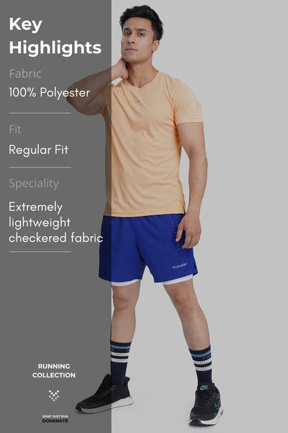 Checks Running T-shirt Peach