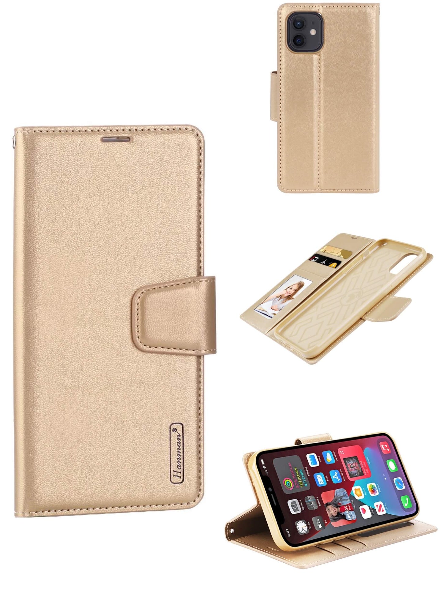 Hanman Mill Series Leather Wallet Flip Case Compatible with iPhone 15