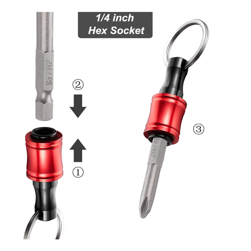 6PCS Keychain Extension Bar Aluminum Alloy Screwdriver Bits Holder Set