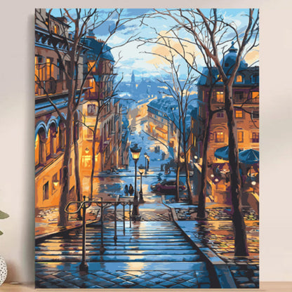 Adult Paint by Number Kit on Canvas  40x50 cm (with wooden frame) Paris Street View