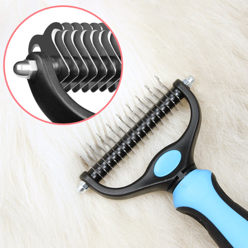 Professional Double-sided Undercoat Deshedding Grooming Rake for Dogs and Cats B