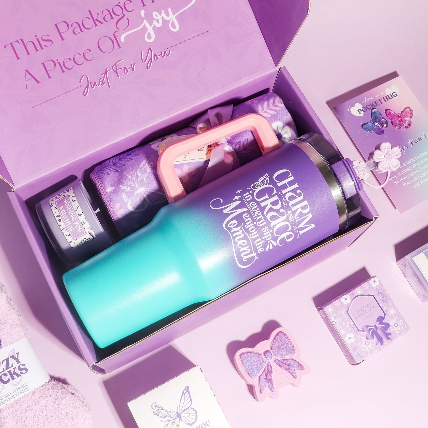 Purple Theme Aroma Candle Bath Gift Box