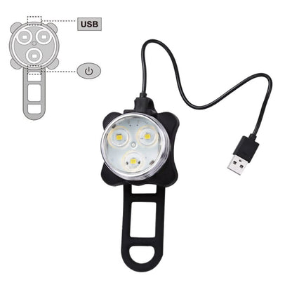 2pcs Round Bike Light USB Rechargeable Front Headlight & Rear LED Light