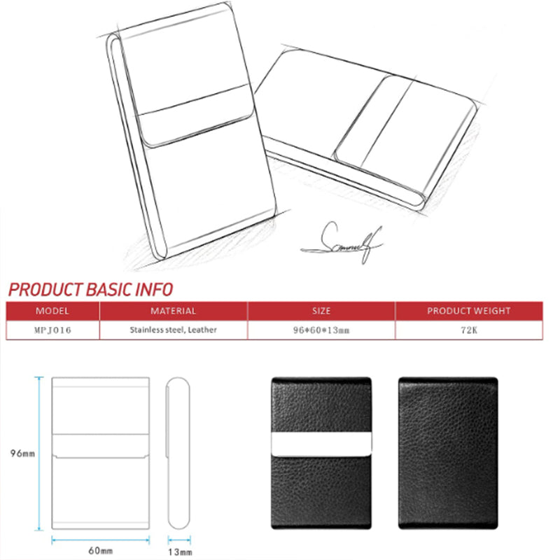 Professional Business Card Holder PU Leather Business Card Case Black