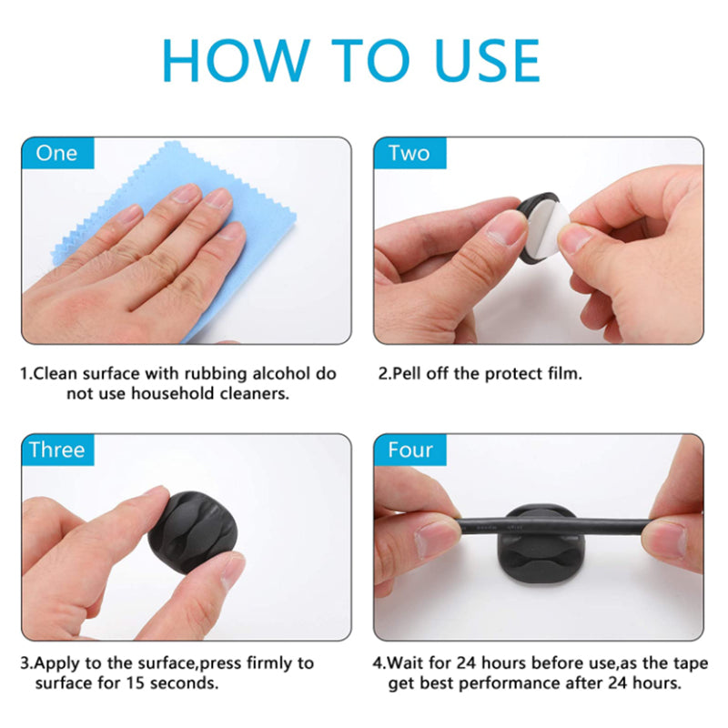 126pcs Cord Organizer Kit 4 Cable Sleeve with Zipper 10 Self Adhesive Cable Clip