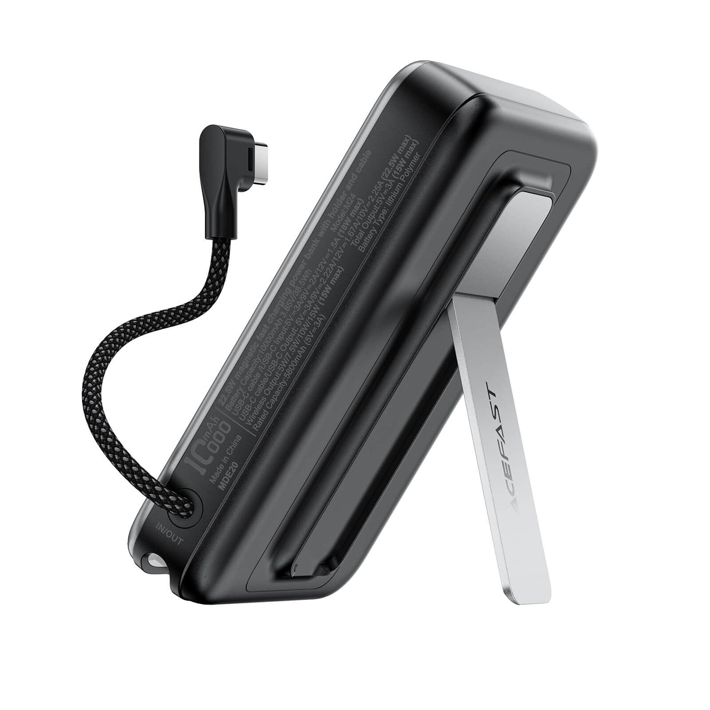 Acefast 10000mAh MagSafe Wireless Power Bank Built in Type-C Cable and Stand M24