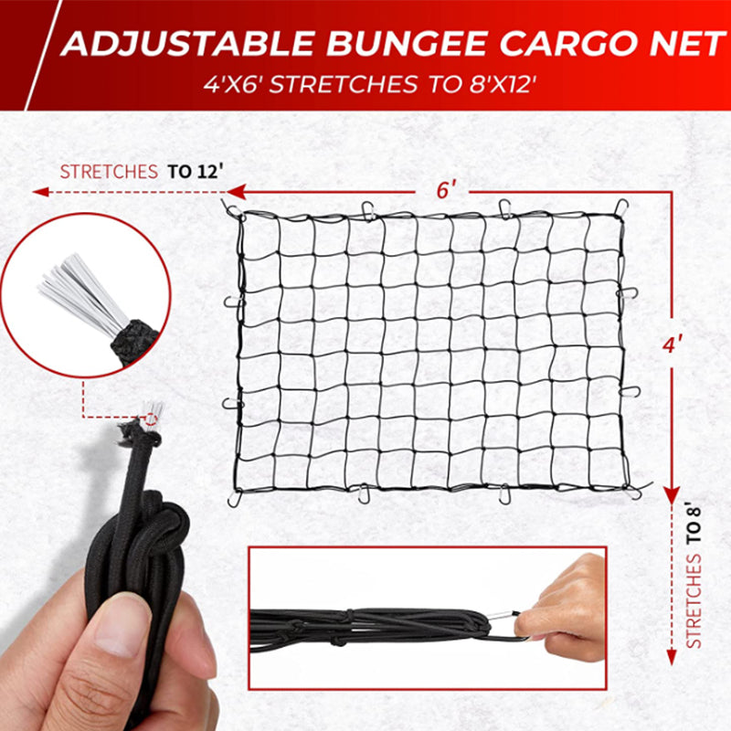 Cargo Net for Roof Rack Heavy-Duty Mesh Square Elasticated Bungee Netting