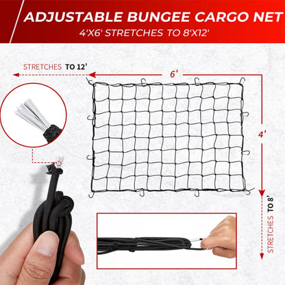 Cargo Net for Roof Rack Heavy-Duty Mesh Square Elasticated Bungee Netting