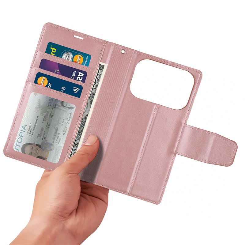 Compatible with iPhone 17 Pro Max Hanman Miro Leather 2-in-1 Wallet Case with Magnetic Back