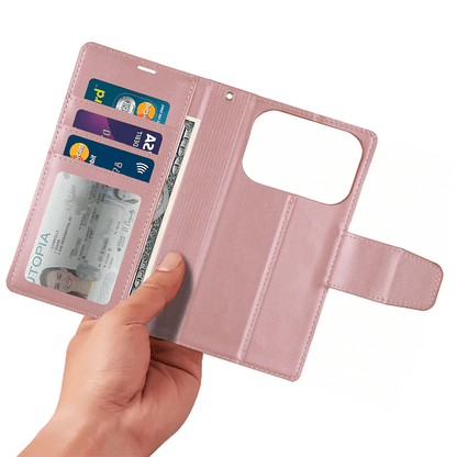 Compatible with iPhone 17 Pro Max Hanman Miro Leather 2-in-1 Wallet Case with Magnetic Back