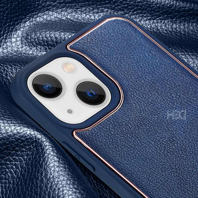 Suitable for Phone Models HDD Lychee Pattern Leather Rose Gold Metal Line Phone Case