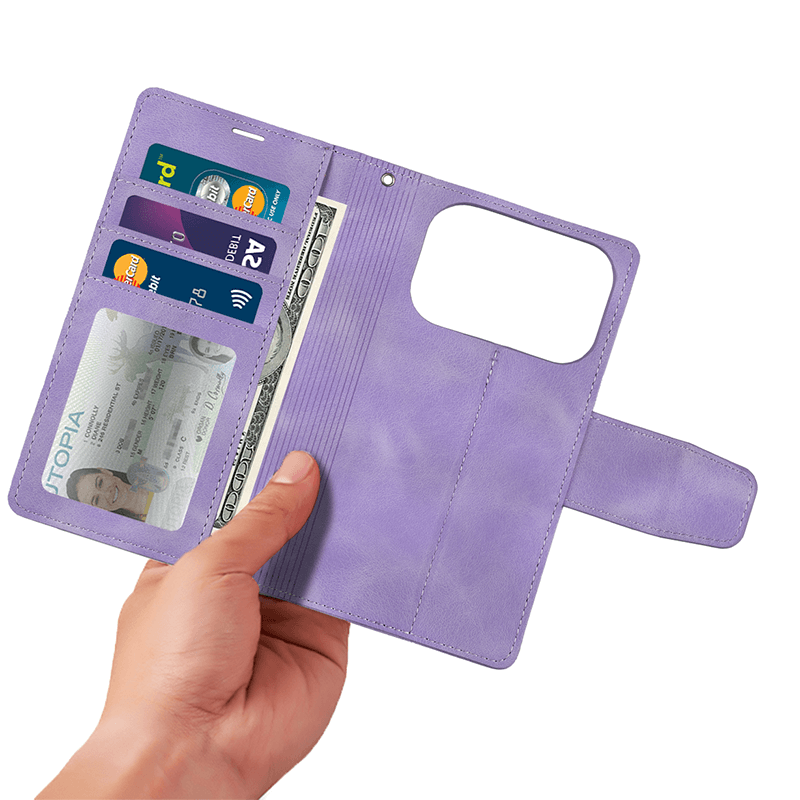 Compatible with Phone 17 Air Hanman Miro Leather 2-in-1 Wallet Case with Magnetic Back