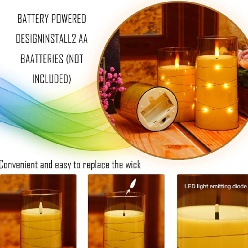 5 Pc Flameless LED Candles with Timer Flickering Flameless Candles T