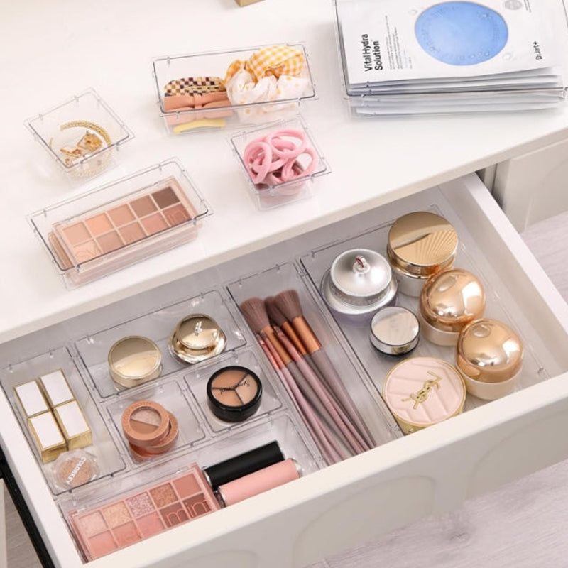 25pcs Drawer storage box set transparent plastic multifunctional organizer 25pcs