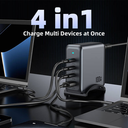 VFAN PD 100W 4 in 1 GaN Fast Charger Station with 1.8m AC Power Cord AU9