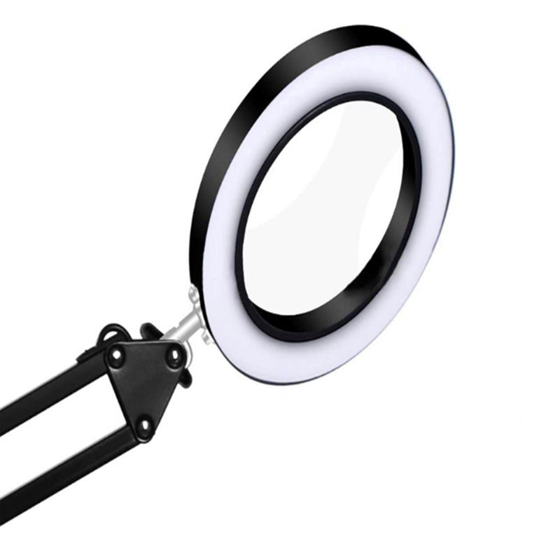 5X Magnifying Lamp with Big Clamp 3 Adjustable LED Light 10 Brightness Magnifier