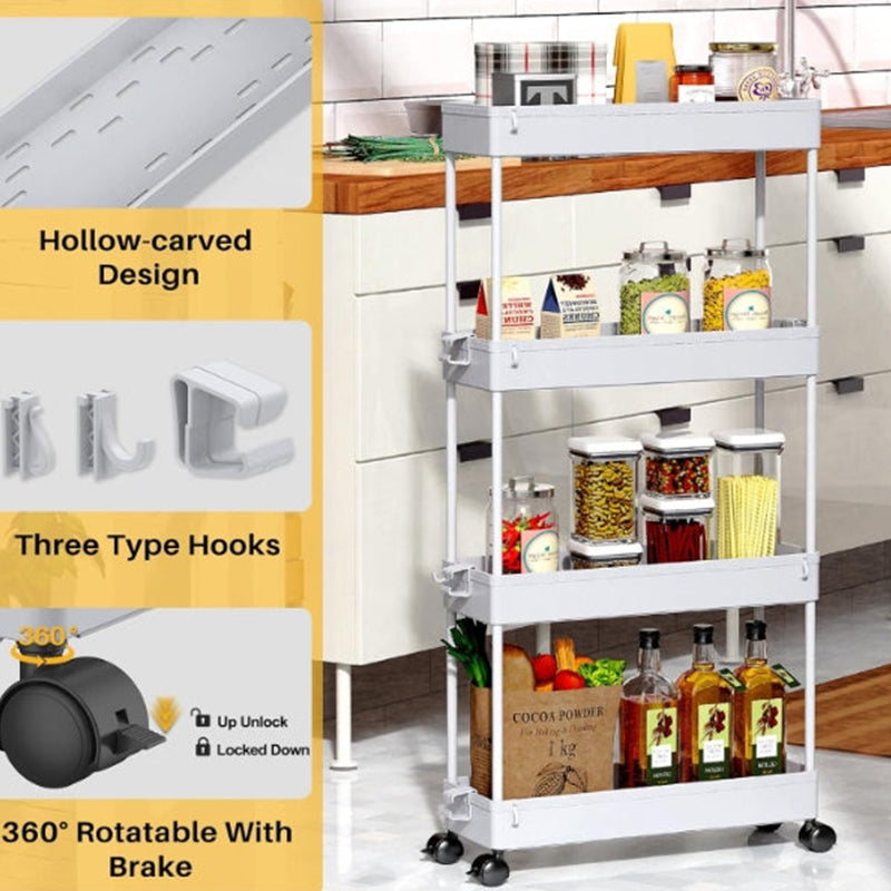 4 Tiers Kitchen Bathroom Rack Slim Space Saver Storage Shelf Shelves Toilet... S