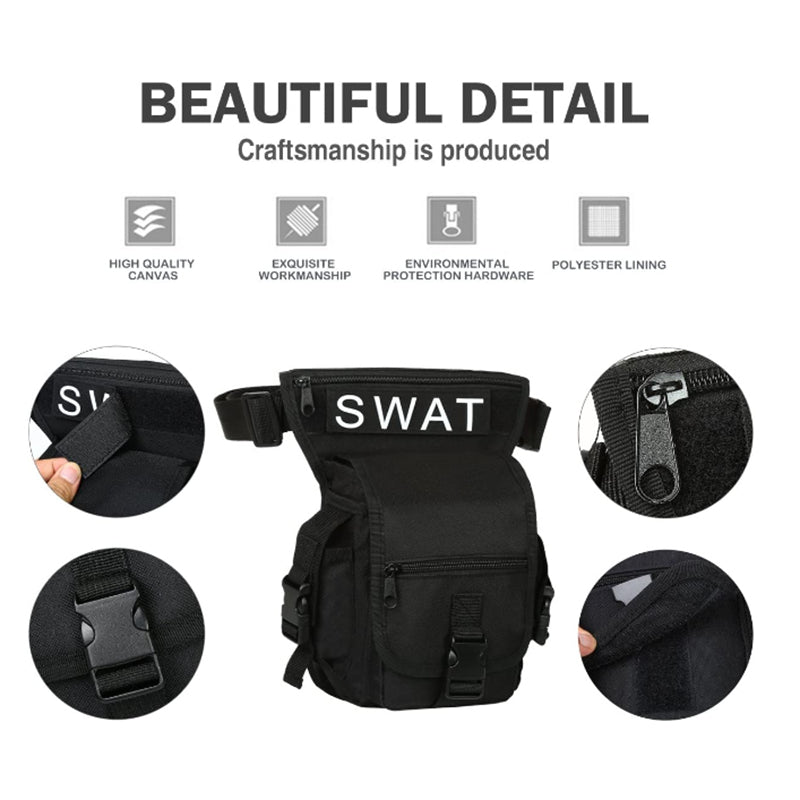 Men's Drop Leg Pouch Tools Bags Tactical Leg Bag Black