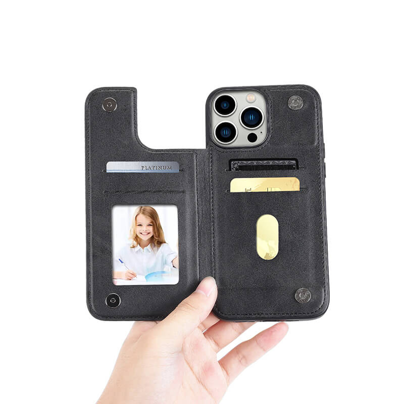 Mika Series PU Leather Wallet Stand Compatible with iPhone 16 Pro Case with Magnetic Close