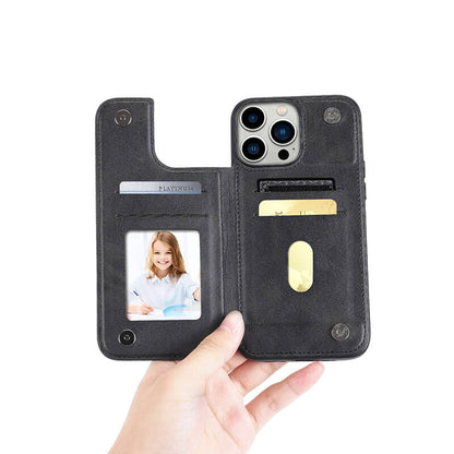 Mika Series PU Leather Wallet Stand Compatible with iPhone 16 Pro Case with Magnetic Close