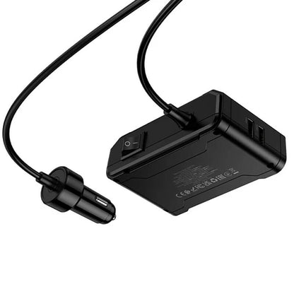 Hoco 240W 7-in-1 Voltage Display Car Power Splitter with 3 Sockets Z64