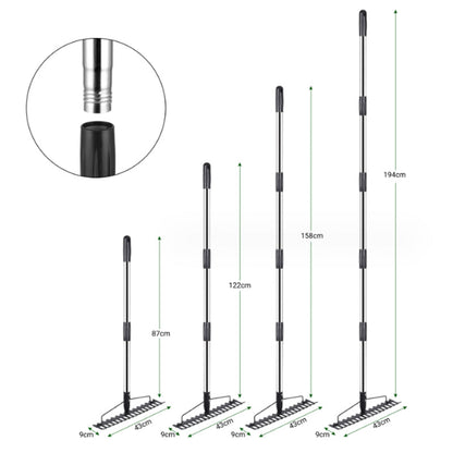 Multifunctional grass rake 17 Steel Tines Metal Head with Stainless Steel Handle