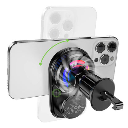 Hoco Magnetic 15W Wireless Fast Charging Car Air Vent Holder with Cooling Fan HW36