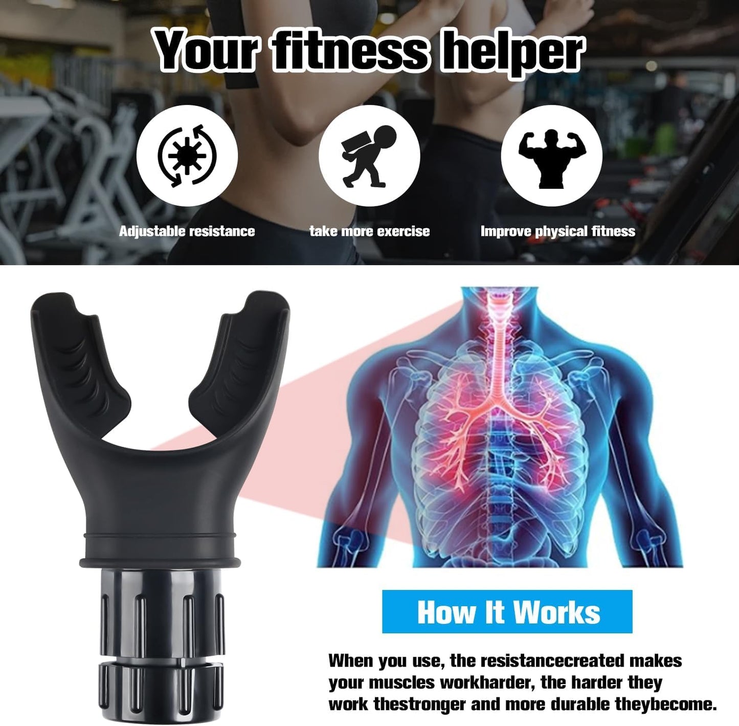 Breathing Trainer Breath Booster Strength Lung Fitness Exerciser Device Silicone