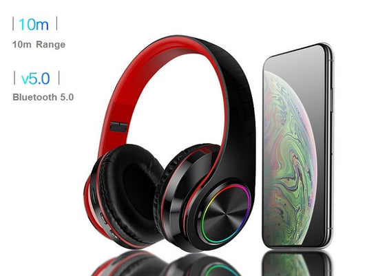 Wireless bluetooth Headset Headphones Foldable Stereo Earphones LED Super