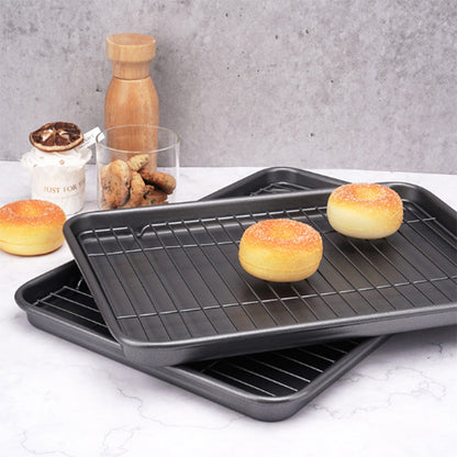 Premium Nonstick Carbon Steel Multipurpose Baking Pan Set dark Grey