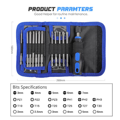 Extended Screwdriver Set 24 in 1 Bits Self-Locking Magnetic Handle
