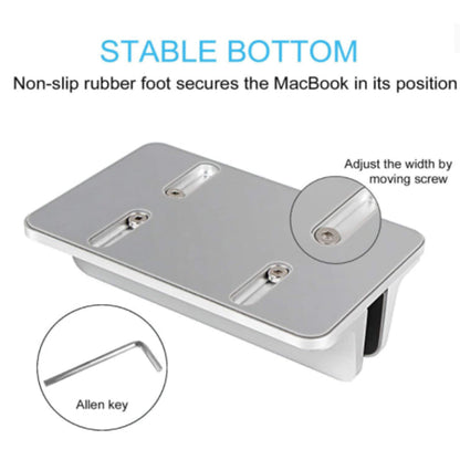 Vertical Adjustable Laptop Stand with Adjustable Dock Silver
