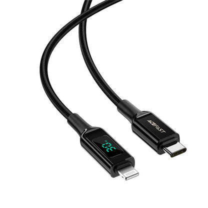 Acefast Type-C to Lightning Zinc Alloy Digital Display Braided Charging Data Cable C6-01