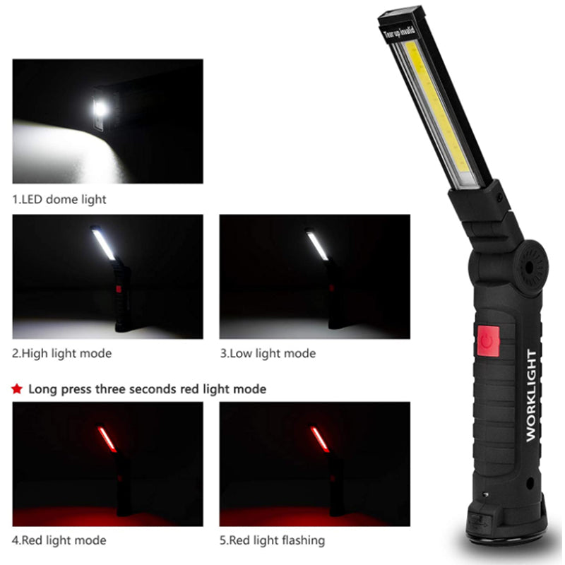 LED Work Light Flashlight with Magnetic Base 270°Rotate Grill Light and 5 Modes