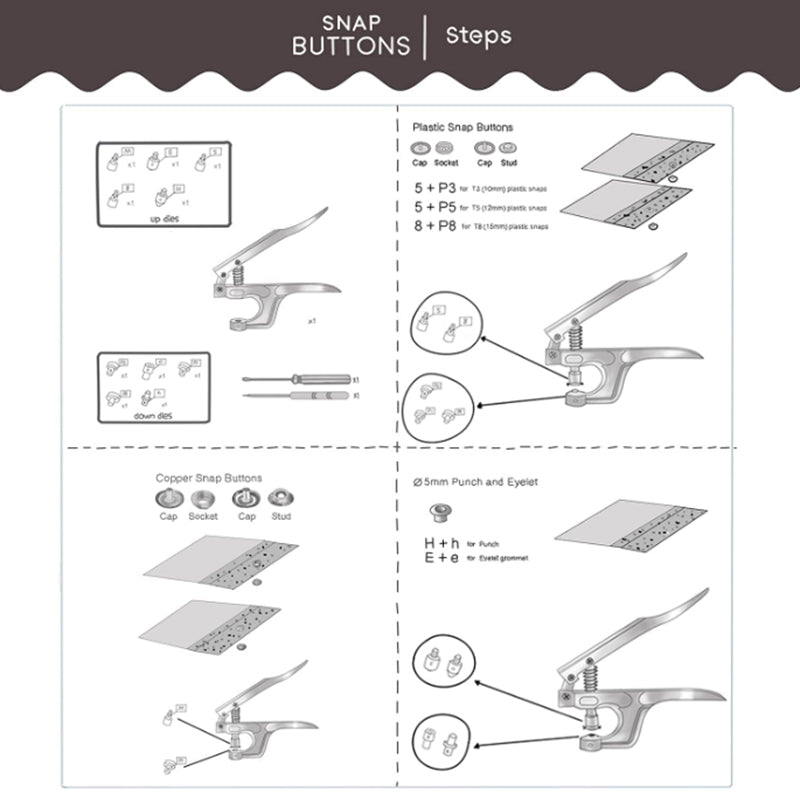 Plastic and Metal Snap Buttons with Snaps Pliers Set for Sewing and Crafting B