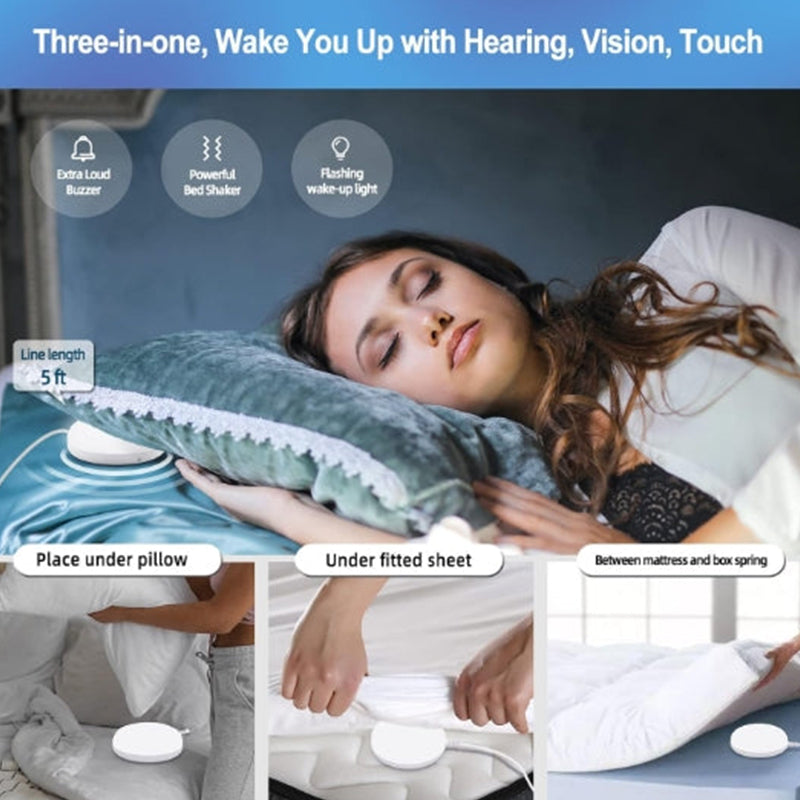 Loud Digital Alarm Clock with Bed Shaker,2 USB Charger, Adjustable LED Light