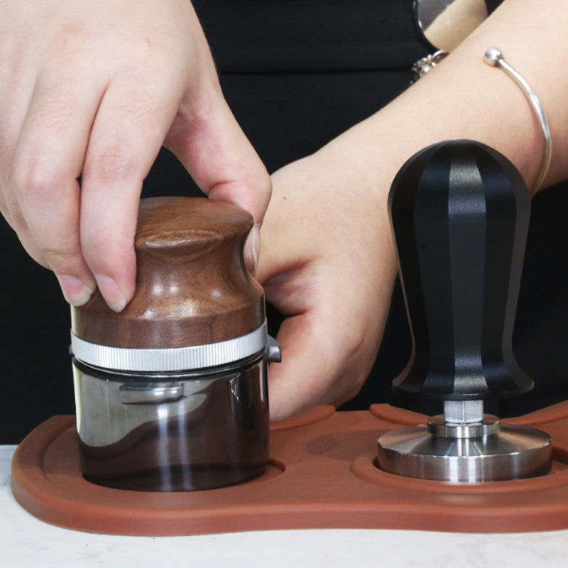 Stainless Steel Coffee Tamper Adjustable Tamper with Walnut Wood Handle 58mm