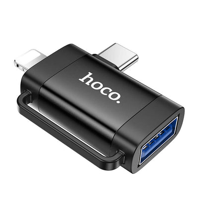 Hoco 2-in-1 Portable Mini Adapter Lightning & Type-C to USB-A OTG