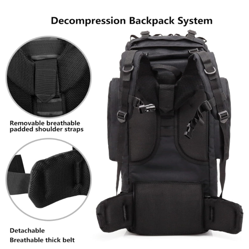 75L Hiking Tactical Backpack  Large Survival  Hunting Waterproof Backpack M... B