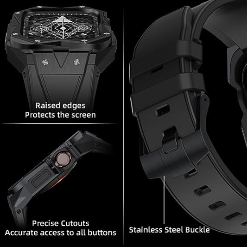 Stainless Case Band Compatible with Apple Watch Black