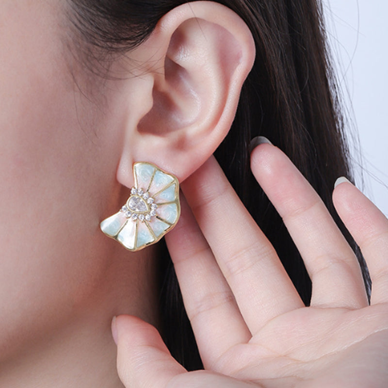 Embellique Colored Stone Enamel Earrings 18k Gold Plated Butterfly Earrings