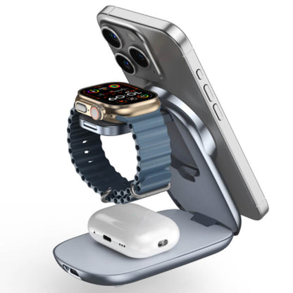 Mobie 3 in 1 Qi2 Foldable Magnetic Wireless Charger Compatible with Apple Watch W72