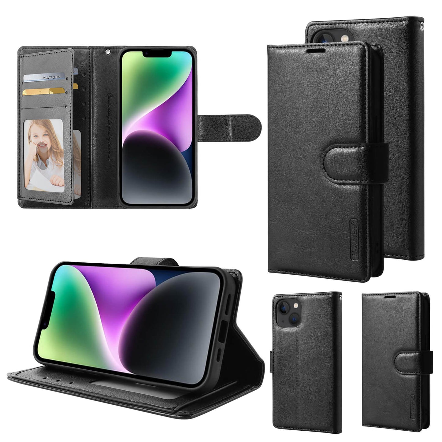 Suitable for Phone Hanman Mila Series Leather Dual Wallet Filp Case
