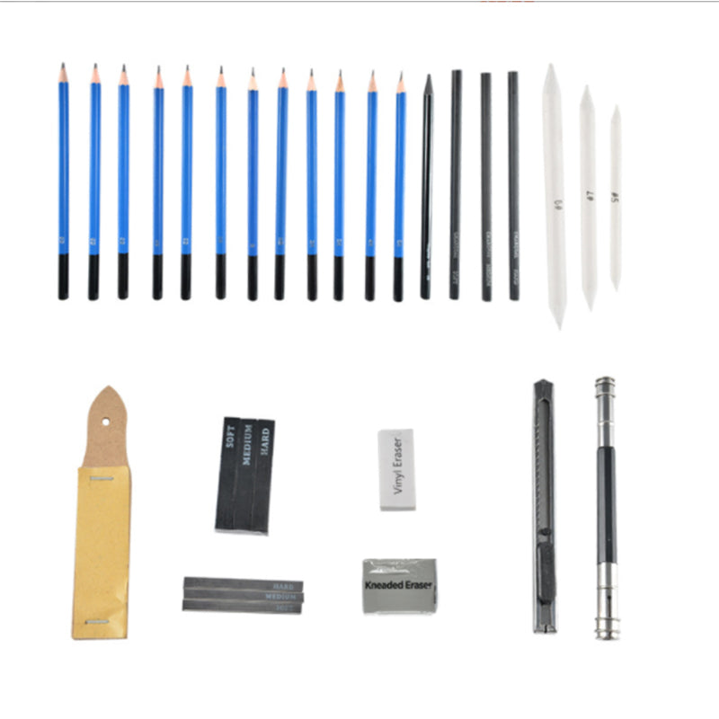 Sketch Pencils and Tools Set in a Portable Case Plus a Sketch Paper Book