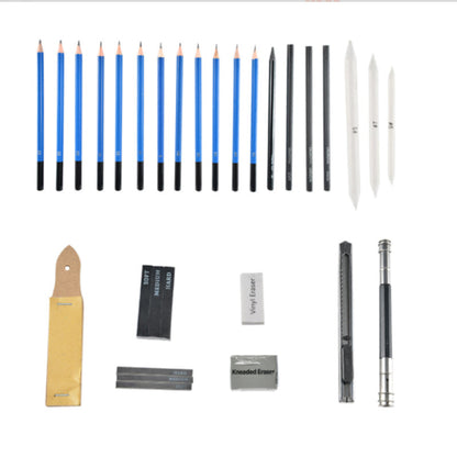 Sketch Pencils and Tools Set in a Portable Case Plus a Sketch Paper Book