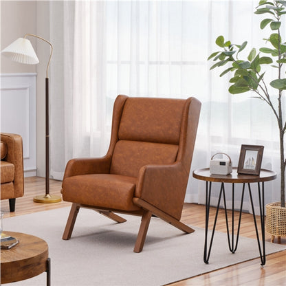 High Back PU Leather Accent Armchair