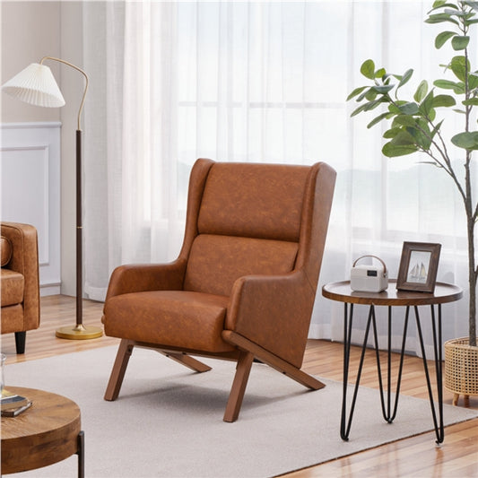 High Back PU Leather Accent Armchair