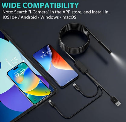 5.5mm 3 in 1 Endoscope Camera with Light for iPhone, Ipad, Android and Windows