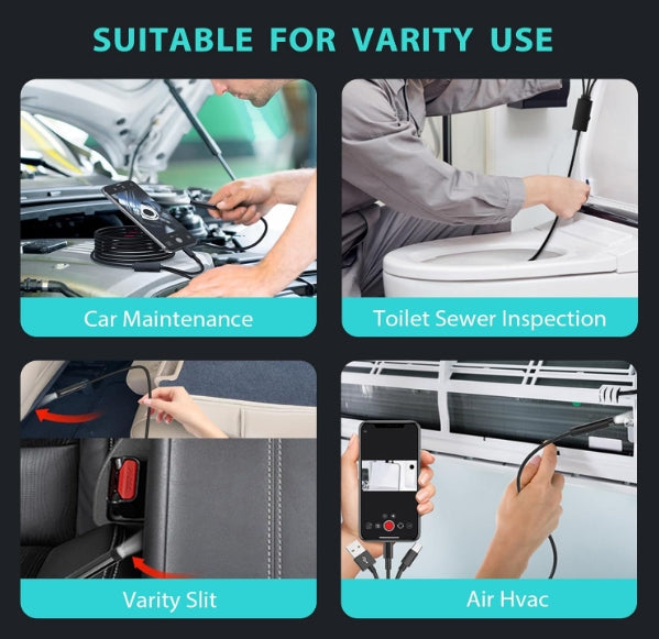 5.5mm 3 in 1 Endoscope Camera with Light for iPhone, Ipad, Android and Windows